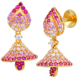 Pinkish Glowing Drop Gold Earrings