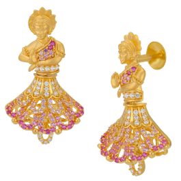 Wondrous Dancing Doll Gold Earrings