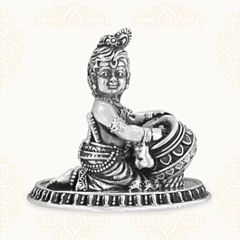 Divine Navanitachora Krishna Silver Idol