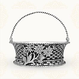 Antique Finish Floral Silver Pookkoodai