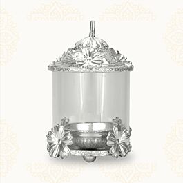 Embellishing Floral Glass Silver Lamp