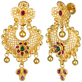Elegant Floral Creeper Design Gold Earrings