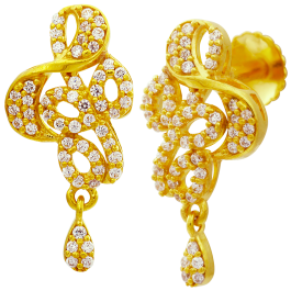 Bejeweled Leaf Design Gold Earrings | 4D368980