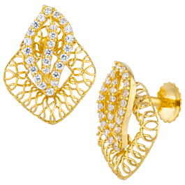 Fascinating Stone Leaf Gold Earrings