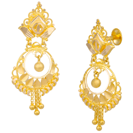 Opulent Lotus Style Gold Earrings