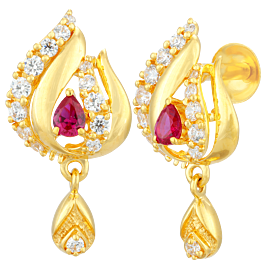 Attractive Pink Stone Gold Earrings