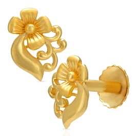 Beautiful Semi Floral Gold Earrings