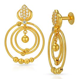 Exquisite Circular Dangling Beaded Gold Earrings