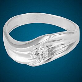 Blooming Single Stone Mens Silver Ring