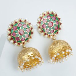 Splendid Multi color with Pearl Gold Earrings