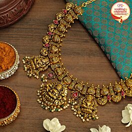 Grandeur Royal Peacock Gold Necklace - Wedding and Celebrations