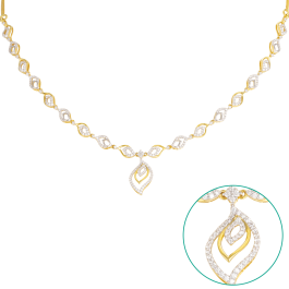 Dazzling Duo Tone Leaf Design Diamond Necklace