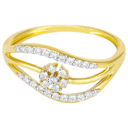 Trendy Triple Layer Floral Design Diamond Ring