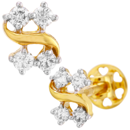 Elegant Four Stones Curb Diamond Earrings