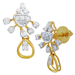 Elegant Half Floral Diamond Earrings
