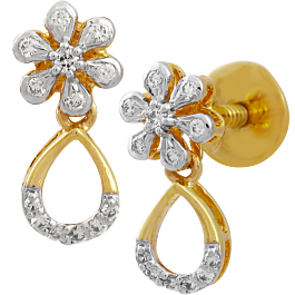 Delicate Floral Pear Drop Diamond Earrings
