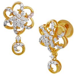 Beautiful Five Petal  Floral Diamond Earrings