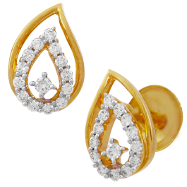 Fashion Double Leaf Diamond Earrings