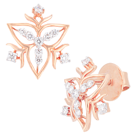 Ethereal Floral Leaf Pattern Diamond Earrings