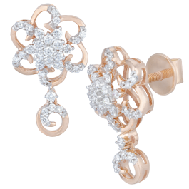 Trendy Swirl Floral Diamond Earrings
