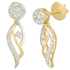 Gleaming Leaf Design Diamond Earrings