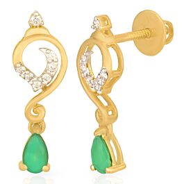 Attractive Dancing Green Stone Diamond Earrings
