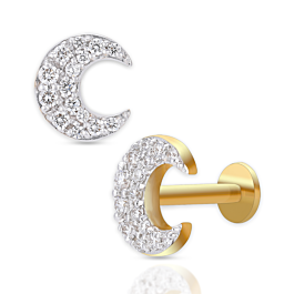Glittering Half  Moon Diamond Earrings