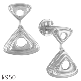 Stunning Geometric Triangular Platinum Earrings