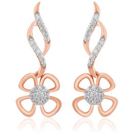 Rose Gold Floral Design Diamond Earrings