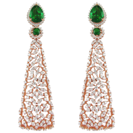 Contemporary Green Stone Diamond Earrings 