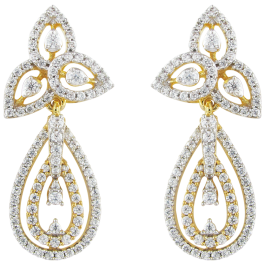 Queenly Tri Petal Pear Drop Diamond Earrings 