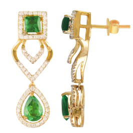Vibrant Emerald Diamond Earrings