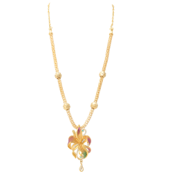 Lovely Blossom Floral Enamel Coated Gold Necklaces