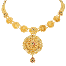 Stunning Chakra Pattern Multi Beads Short Gold Necklaces