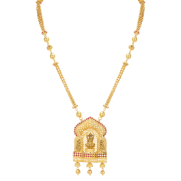 Goddess Sri Lakshmi Beauty Ball Beads Long Gold Necklaces