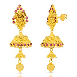 Goddess Sri Lakshmi Drops Gold Earrings