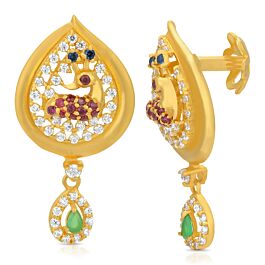 Rain Drop Design with Peacock Gold Earrings