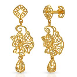 Enticing Semi Floral Gold Earrings
