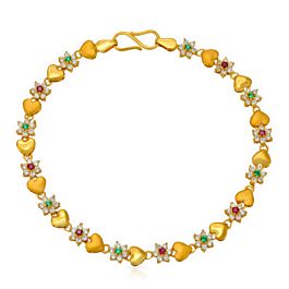 Shimmering Floral Heartin Gold Bracelet
