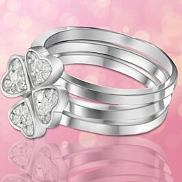 Romantic Pleats of Heart Silver Ring