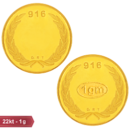 22KT 1 Gram Leaf Design Gold Coin