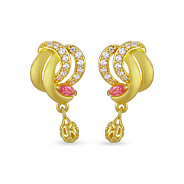 Sublime Twisted Drop Pink Stone Gold Earrings