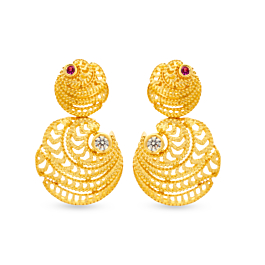 Stunning Spiral Dual Stone Gold Earrings