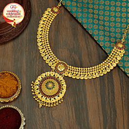 Charismatic Circular Floral Gold Necklace - Wedding and Celebrations