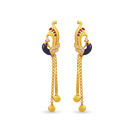 Adoring Enamel Peacock With white stones Gold Earrings