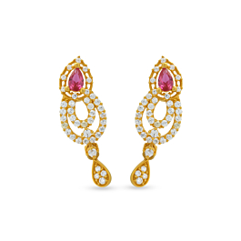 Sparkling Pink Stone Gold Earrings