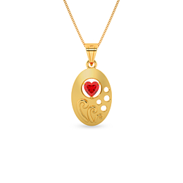 Aesthetic Red Stone Floral Gold Pendants