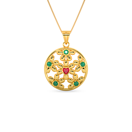 Amazing Floral And Color Stone Gold Pendant