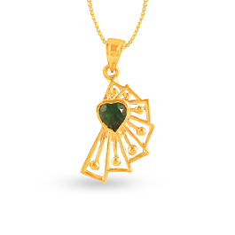 Authentic Green Stone Heart Gold Pendant
