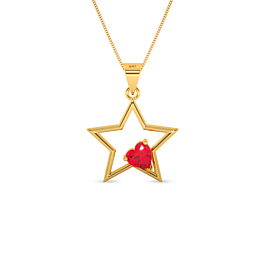 Adore Lovely Heart And Star Gold Pendant